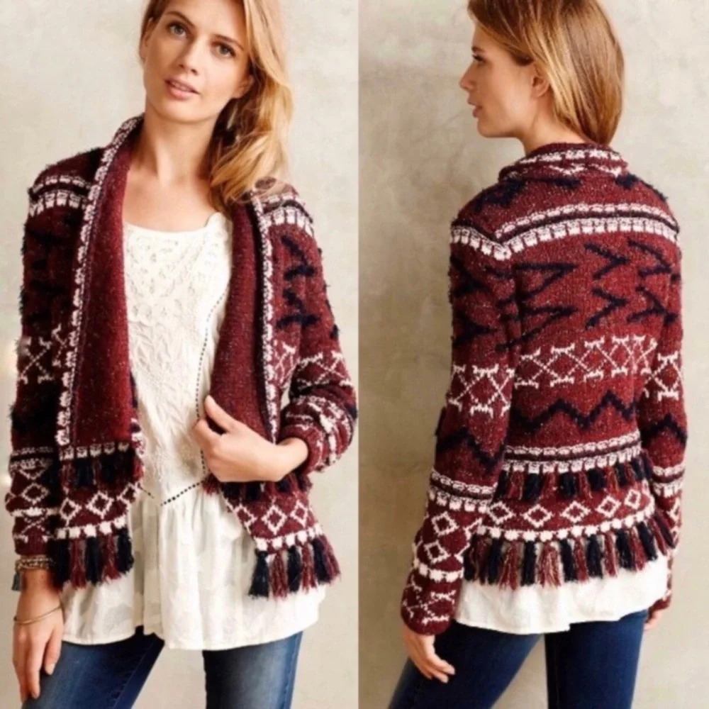 Anthropologie Moth‎ Fringed Veras Cardigan